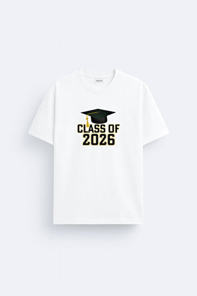 cesita Class of 2026 Graduation Printed Cotton Fabric White T-Shirt T-Shirt