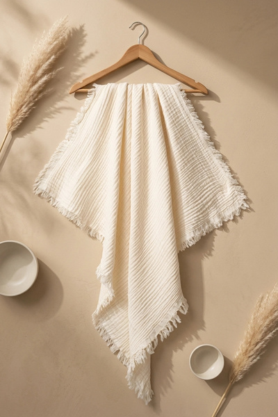 BUUDE Lumière Luxury 4 Layer Organic Cotton Muslin Blanket - Breathable Soft ...