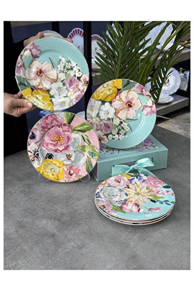 Doğudeko Retro Bohem Bloom Porselen 6 Lı Pasta Tabak