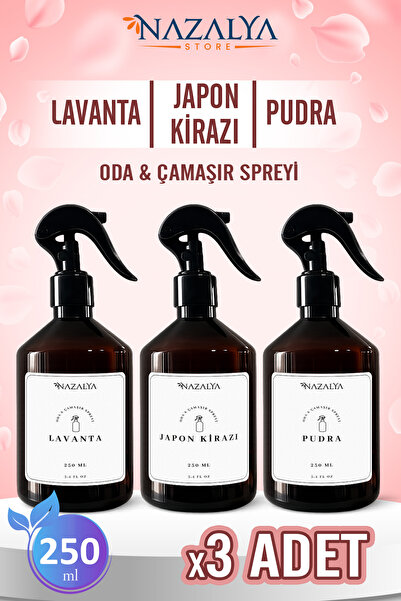 Nazalya 3lü Set Oda Ve Çamaşır Spreyi | Pudra | Japon Kirazı | Lavanta | Oda ...