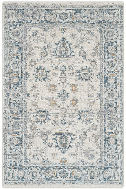 Cool Halı Belina Mavi Krem 200x300 6 Metrekare Büyük Etnik Eskitme Yazlık Buk...