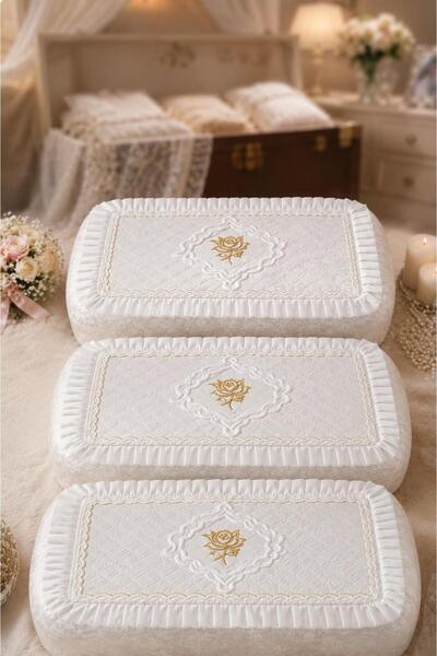 Hig Store 3'lü Fransız Güpür Çeyizlik Bohça Söz Nişan Gelin Damat Hurç Serile...