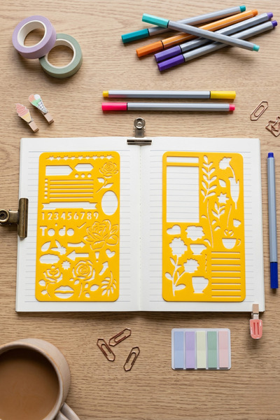 Karmelom Studio Σετ μοτίβων για Bullet Journal, με σχέδια τριαντάφυλλων και χ...