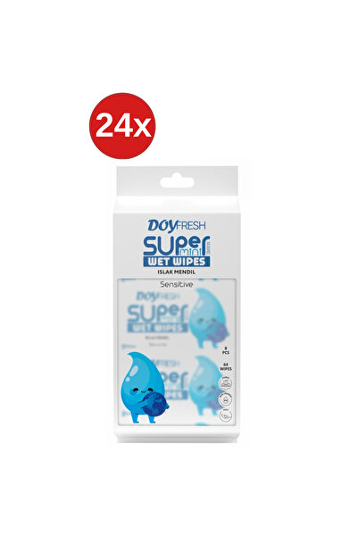 DOYFRESh 24x Șervețele umede de buzunar MINI ALBE 8x8 bucăți