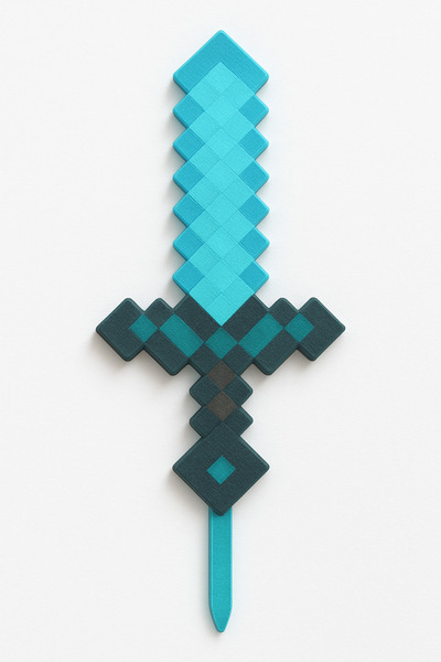 GAME SHOT Minecraft Diamond Sword Pasta Süsü Doğum Günü Dekor 3D Baskı