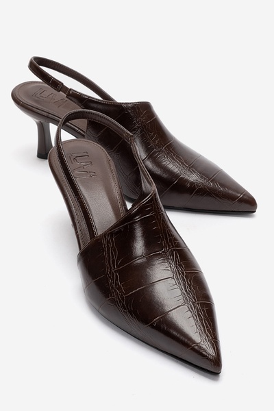 LuviShoes Γυναικεία παπούτσια με τακούνι YAREL Brown Print