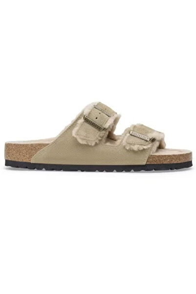 Premium Arizona Shearling – Taupe | Suede Fur-Lined Sandals