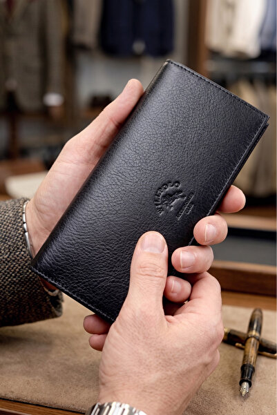 willpolo Genuine Leather Wallet with Phone Compartment, Magnetic Closure Blac...