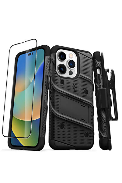 Zizo Seria BOLT - Husă de protecție pentru iPhone 14 Pro cu sticlă 9H pentru ...