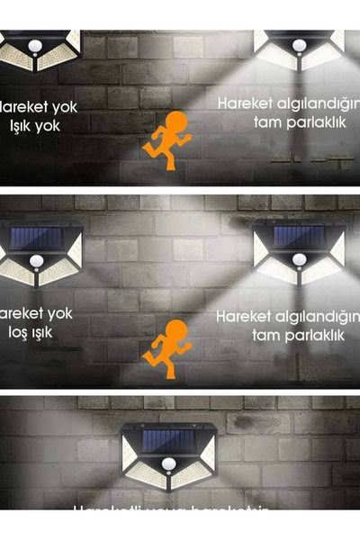 Sonlight Geniş Açılı Solar 100 LED 3 Modlu Hareket Sensörlü Güneş Enerjili Bahçe Aydınlatma Led Işık
