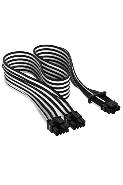 Corsair Premium Sleeved 12+4 Pin PCIe Gen5 12VHPWR 600W - schwarz/weiƒÇ¬ü