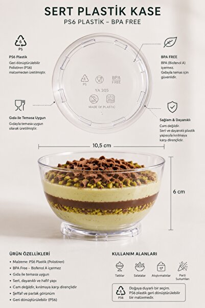 Ezupack PLASTİK Karaman Sunum Kasesi Tatlı Kasesi Kübik Prizma Kase Magnolya, Puding, Meze, Tiramisu Cup