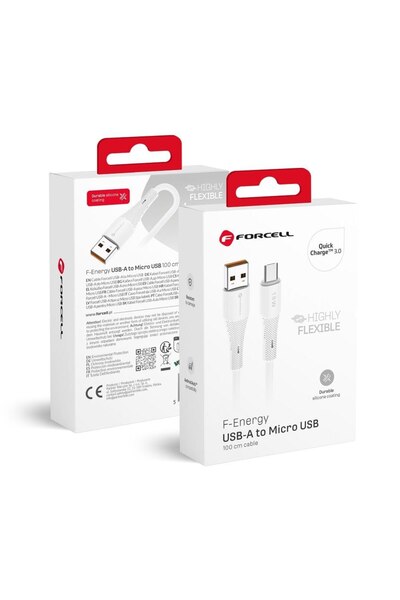 Forcell Kabel USB A do Micro USB F-Energy QC3.0 2,4A 18W Silicone 1 m C341 bi...