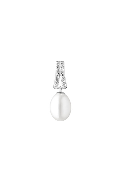 MANAVA Pandantiv argint cu perla naturala si zirconia pavé - Cloche