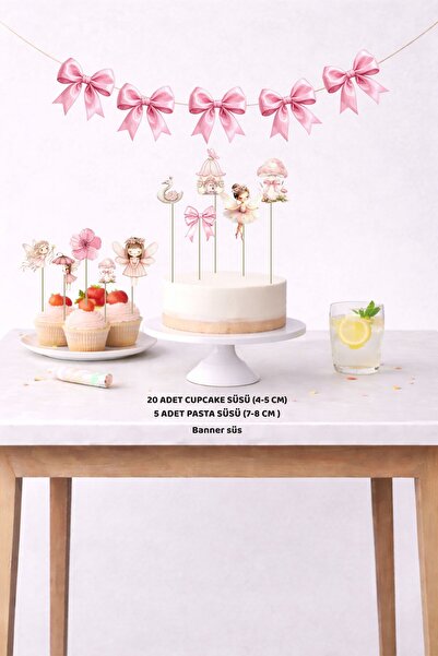 Sinek Kupası Tasarım Fairy Girl Birthday Set 5 Figures Banner 5 Figures Cake ...