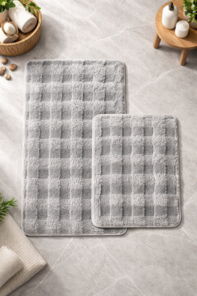 Bikaya Home Set WC Simirna Kare din 2 piese |   Textură moale și bază anti-al...
