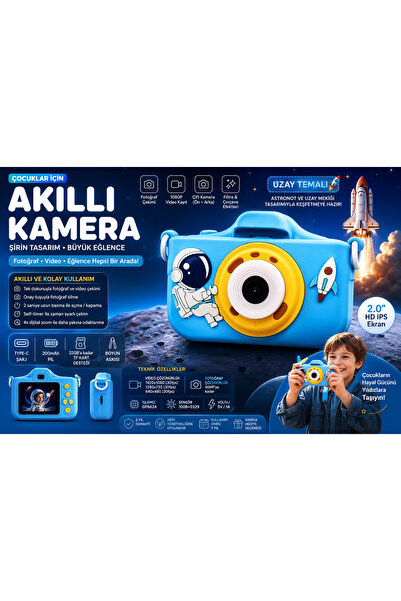 General Home Space Kids Kamera & Fotoğraf Makinesi Boyun Askılı Silikon Kılıf...