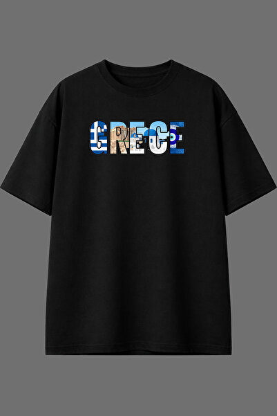 VSRN Μπλουζάκι Nice Grece Design με μπροστινή στάμπα, μαύρο, oversized