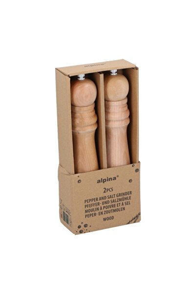 Alpina Set de recipiente din lemn pentru piper și sare, 25 cm (2 bucăți)