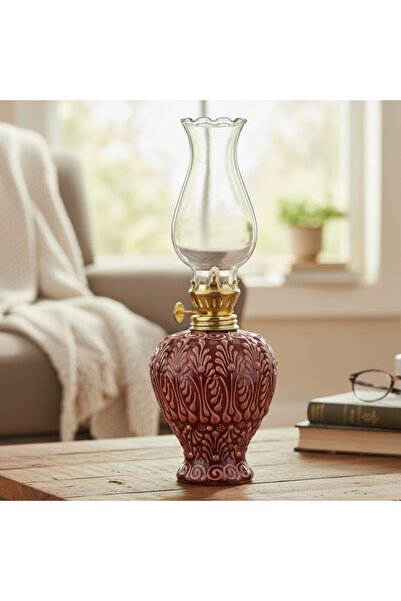 sharp&art BORDO DEKORATİF ÇİNİ GAZ LAMBASI VE ÇİNİ NAR MUMLUK TAKIMI, İSTERSE...