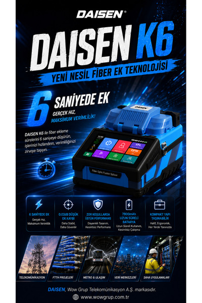 DAISEN K6 Tam Otomatik Fiber Optik Füzyon Makinesi