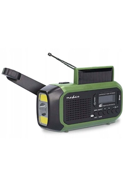 Nedis Radio solar RDDBCR2000GN DAB+ cu încărcător și lanternă, verde