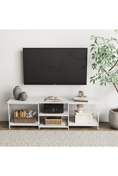 DASEN 180*40*60cm, TV Stand For TV Up To 75 Inch, TV Table with Wooden Storage Shelves, Modern Entertainment Center and Industrial Media TV Console Table for Home Living Room
