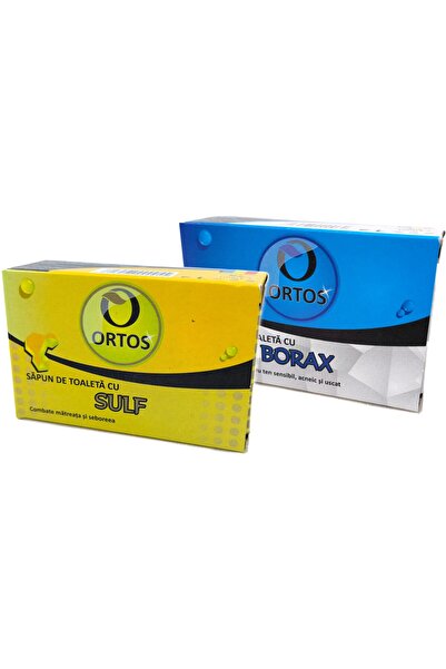 Ortos Kit sapunuri terapeutice "Sulf + Borax", pentru matreata, seboree, derm...
