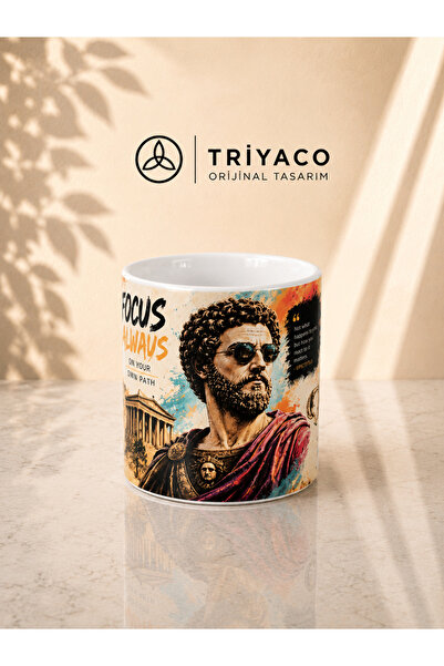 Triyaco Marcus Aurelius Özel Tasarımlı Proselen Kupa | Motivasyon ve Stoacı T...