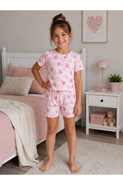 mışıl mışıl kids Set de pijamale de vară din bumbac pentru fete, cu imprimeu ...