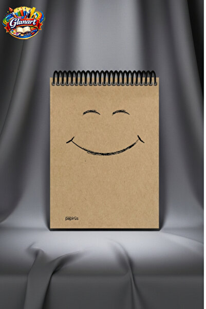 Glanart üstten spiralli 100 yaprak çizgili orta boy sert kapak bloknot defter kraft kağıt 16x23 cm