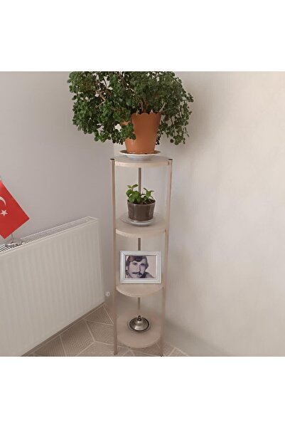 AKKAYAHOME Dekoratif 4 katlı Raflık, Çiçeklik, Köşe Rafi, Sehpa Çok Amaçlı Raf