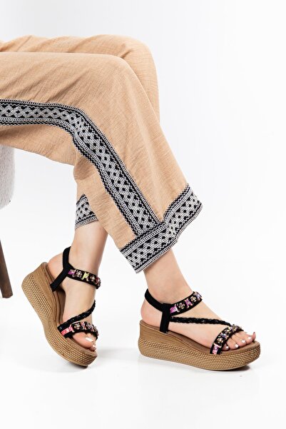 SUİNS SHOES Sandale de damă cu talpă cu pană, model Suins Walty, cu model de ...