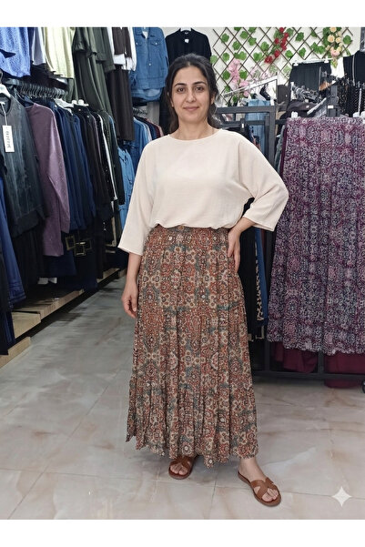 Modanur butik Desenli standart beden günlük rahat giyim etek