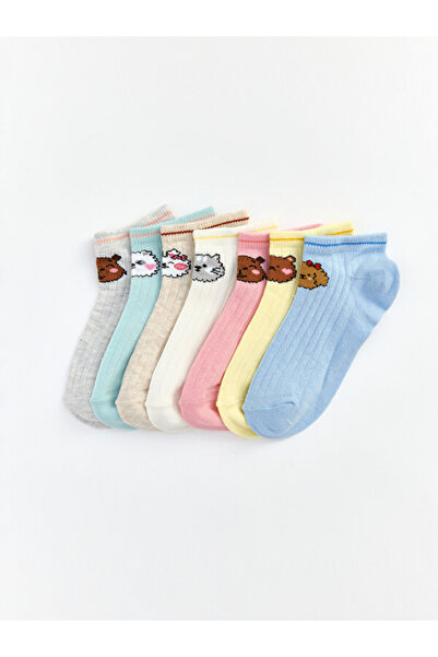 LC Waikiki I Embroidered Girls' Bootie Socks, Pack of 7, from Freezen Store