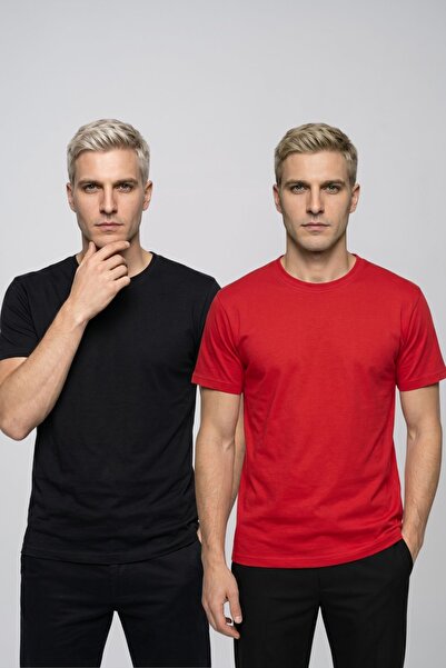 fevien Advantageous 2-Pack Crew Neck Short Sleeve Basic T-Shirt Casual Sports...