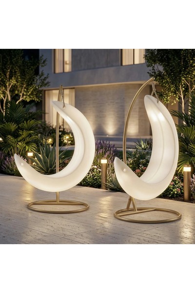 MYASEM STORE أرجوحة هلالية بإضاءة LED، قطعتان، عرض العيد، أرجوحة زخرفية على ش...