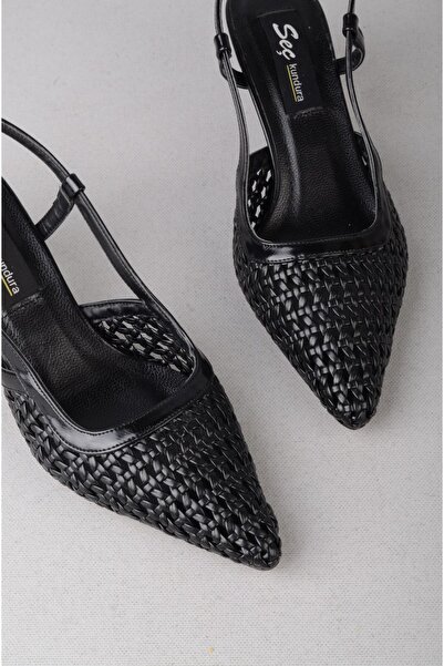 SEÇ KUNDURA Select 8526 knitted heel shoe (heel height: 7 cm) black