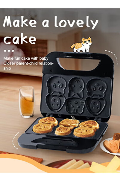 SOKANY 6-Hole Cartoon Mini Waffle Maker 750W Electric Animal Cake Machine