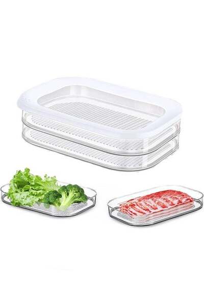 Arabest 2-Layer Deli Meat Container,Reusable Meal Prep,Stackable Food Storage...