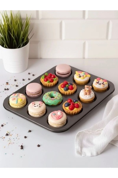 AYŞENURHASANOĞLU 12'li Cupcake-mini Cheesecake Ve Muffin Için Yanmaz Tepsi - ...