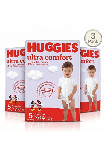 Huggies Scutece Ultra Confort Mărimea 5 (11–25 kg) – Pachet de 3 (3 x 42 bucă...