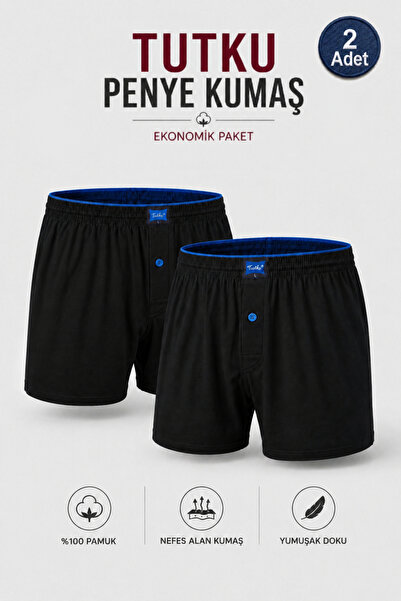 Alıç Tutku Men's Combed Cotton Boxer Underwear - 2 Pieces Comfortable Fit Bre...