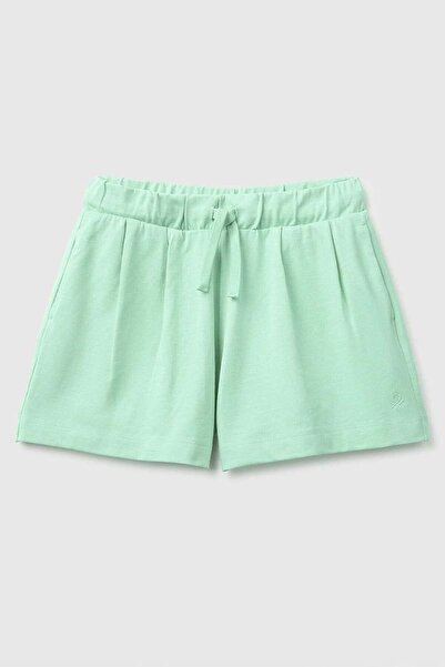 United Colors of Benetton Kız Çocuk Logo İşleme Detaylı Yan Cepli Bermuda Şor...