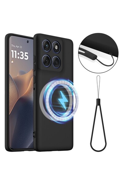 sscase MagSafe Solid Color Θήκη Σιλικόνης Black (Motorola Edge 60 Pro 5G)