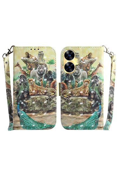 sscase 3D Colored Θήκη Πορτοφόλι Zoo (Realme C55)