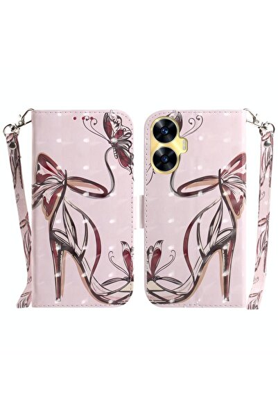 sscase 3D Colored Θήκη Πορτοφόλι Butterfly High-heeled (Realme C55)