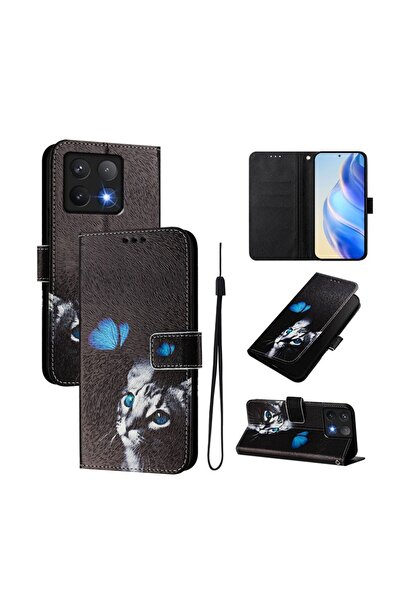 sscase Colored Drawing Θήκη Πορτοφόλι Butterfly and Cat (Xiaomi 14T 5G)