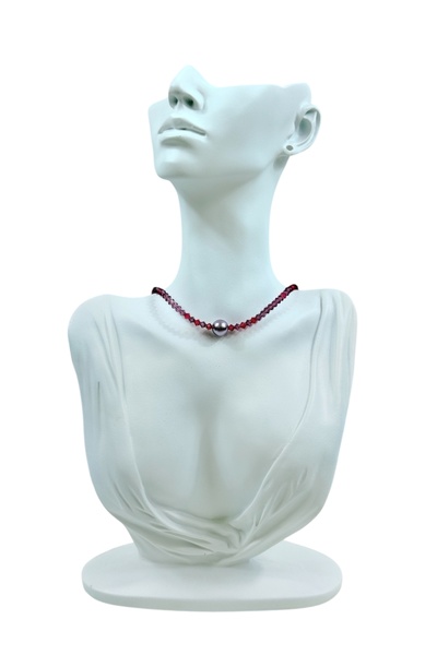 Kareline Pink Crystal and Violet Pearl Necklace