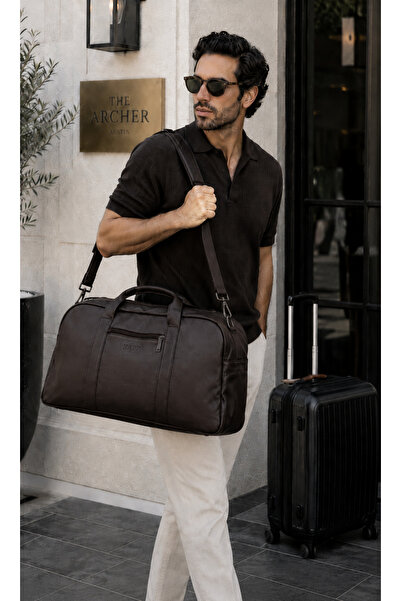 MUCCO Brown Faux Leather Unisex Water-Resistant Travel & Fitness & Sports Bag...